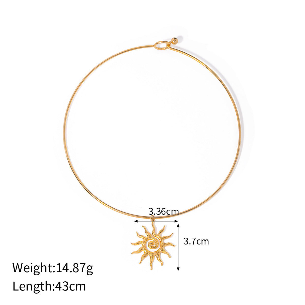 Sunburst Pendant Necklaces — dimensions and size reference 11