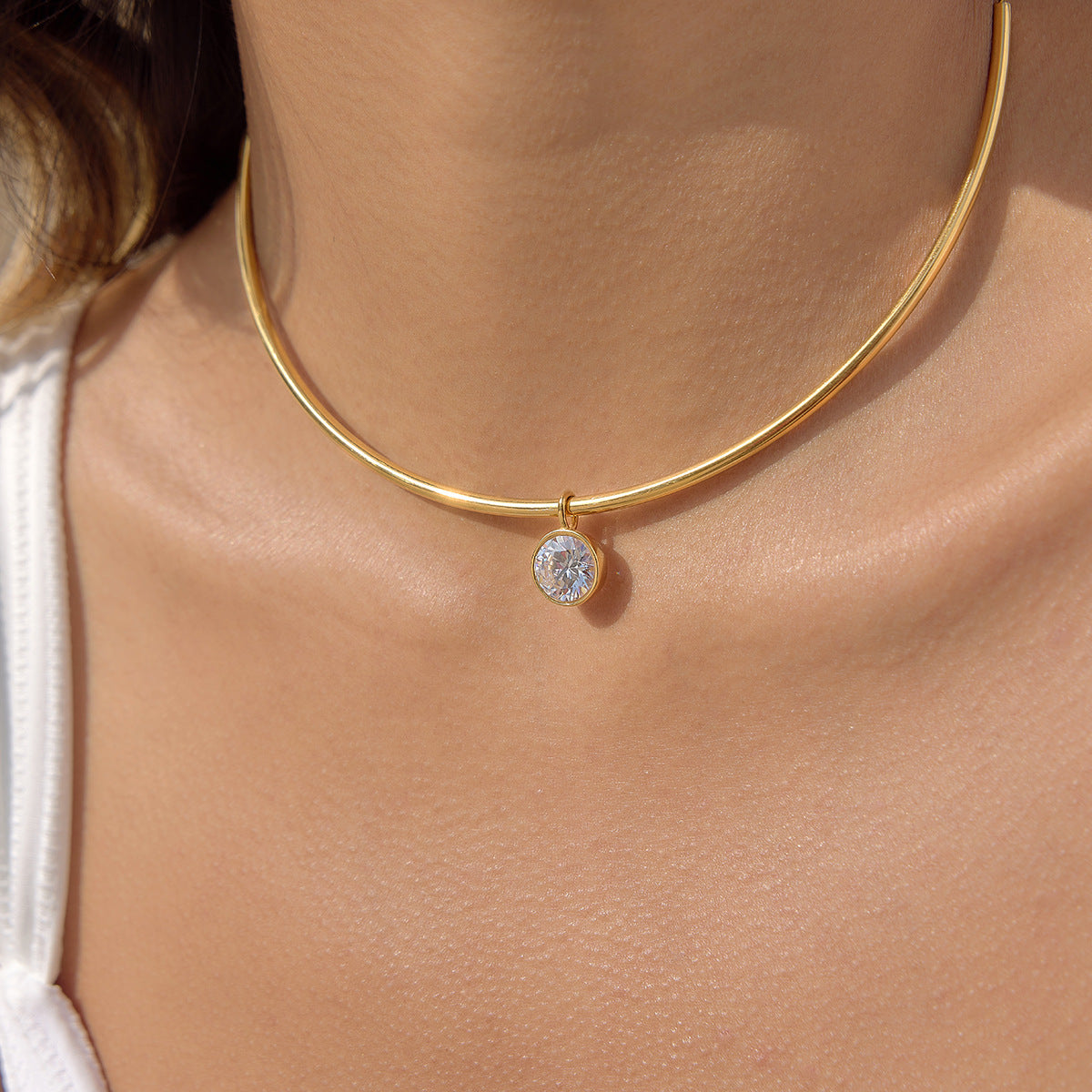 Zircon Choker Necklaces — flat lay 03