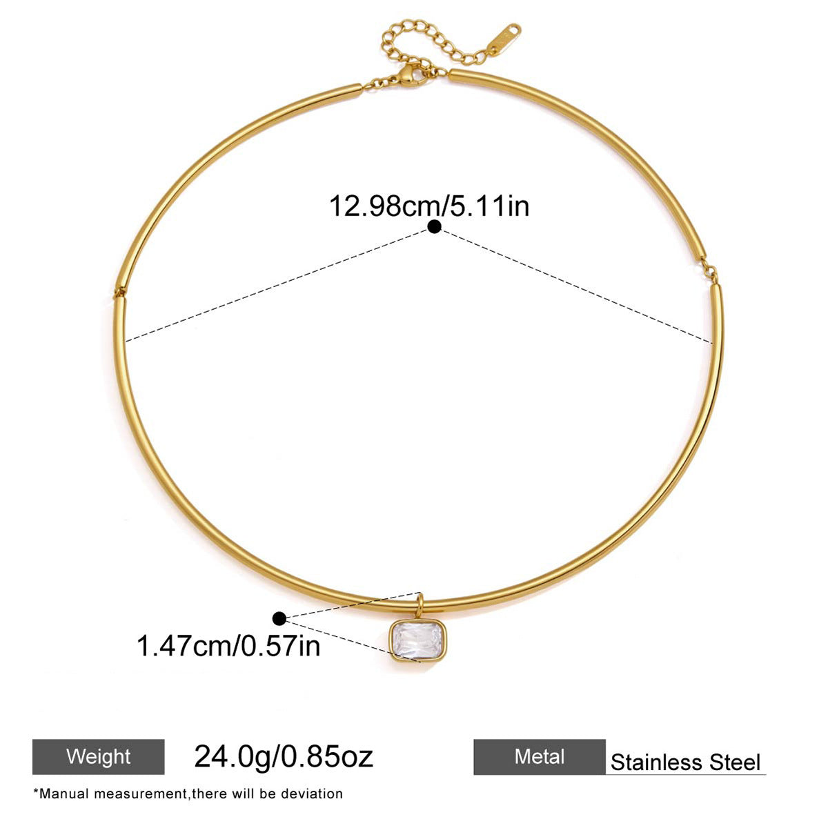 Zircon Choker Necklaces — dimensions and size reference 06