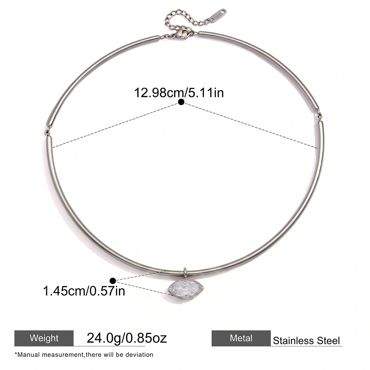 Zircon Choker Necklaces — dimensions and size reference 09