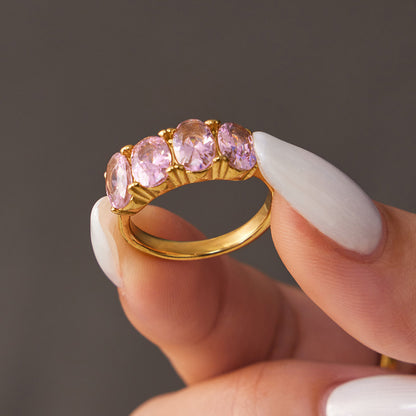 Assorted Heart Pearl and Zircon Rings — flat lay 04