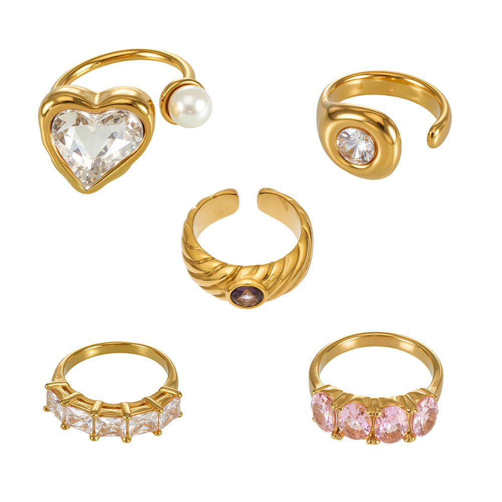 Assorted Heart Pearl and Zircon Rings — design overview 05