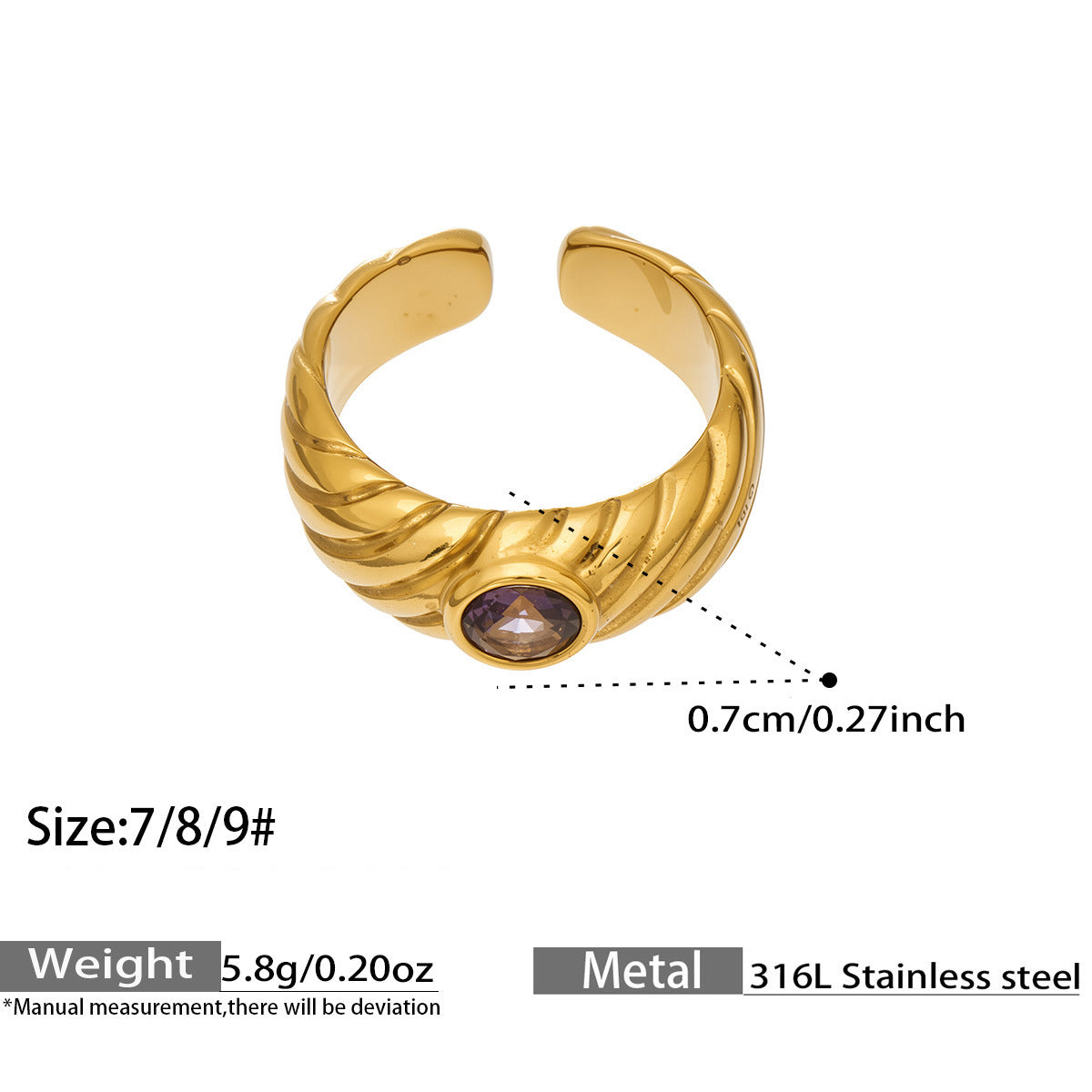Assorted Heart Pearl and Zircon Rings — dimensions and size reference 06