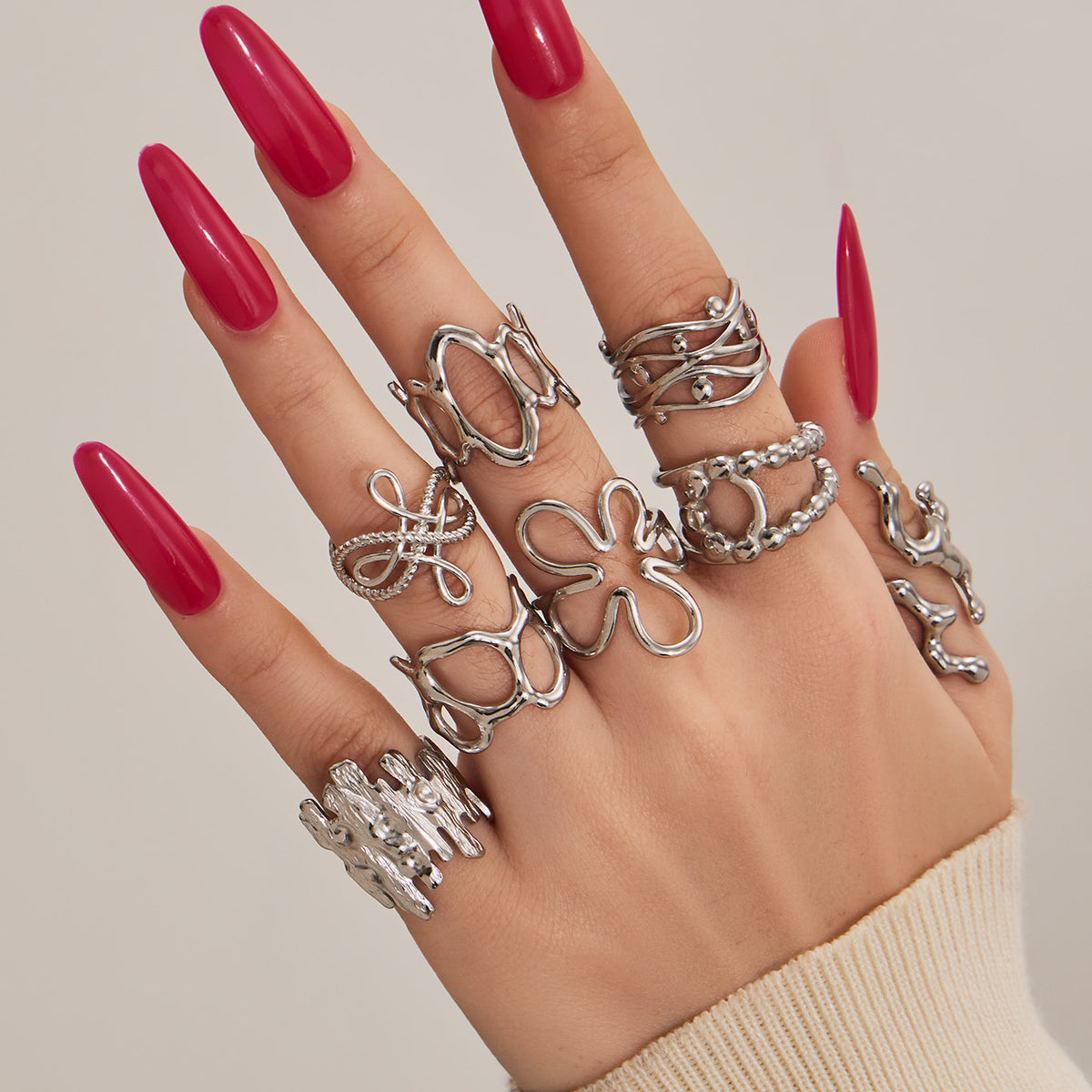 Openwork Geometric Rings — styled view 03