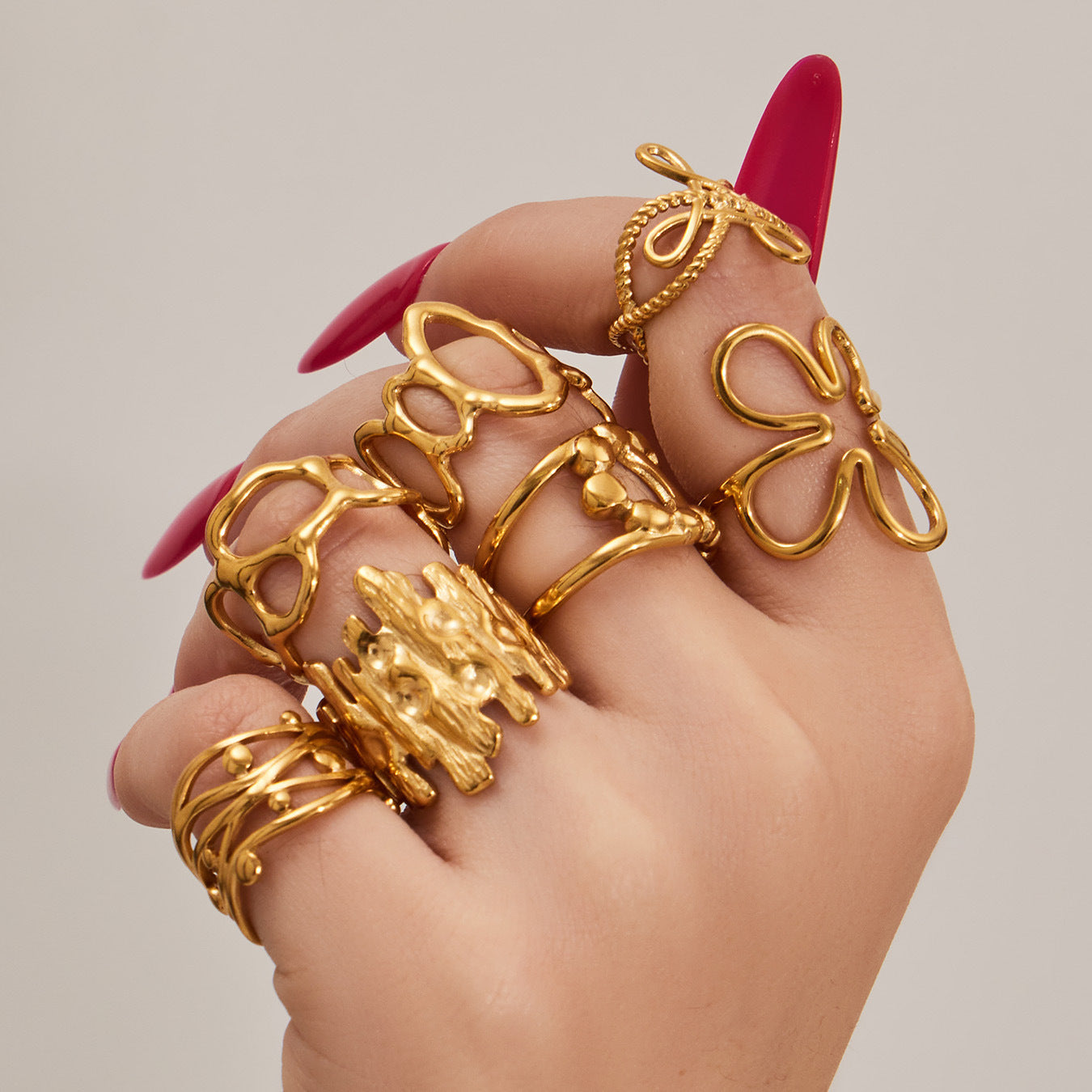 Openwork Geometric Rings — flat lay 04