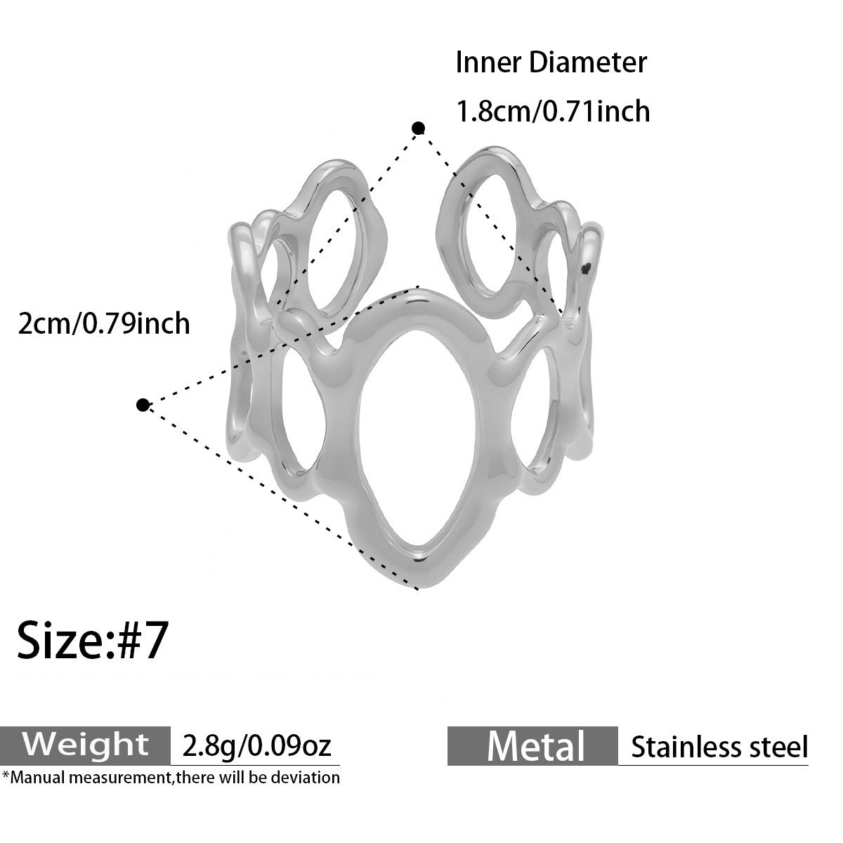 Openwork Geometric Rings — dimensions and size reference 06