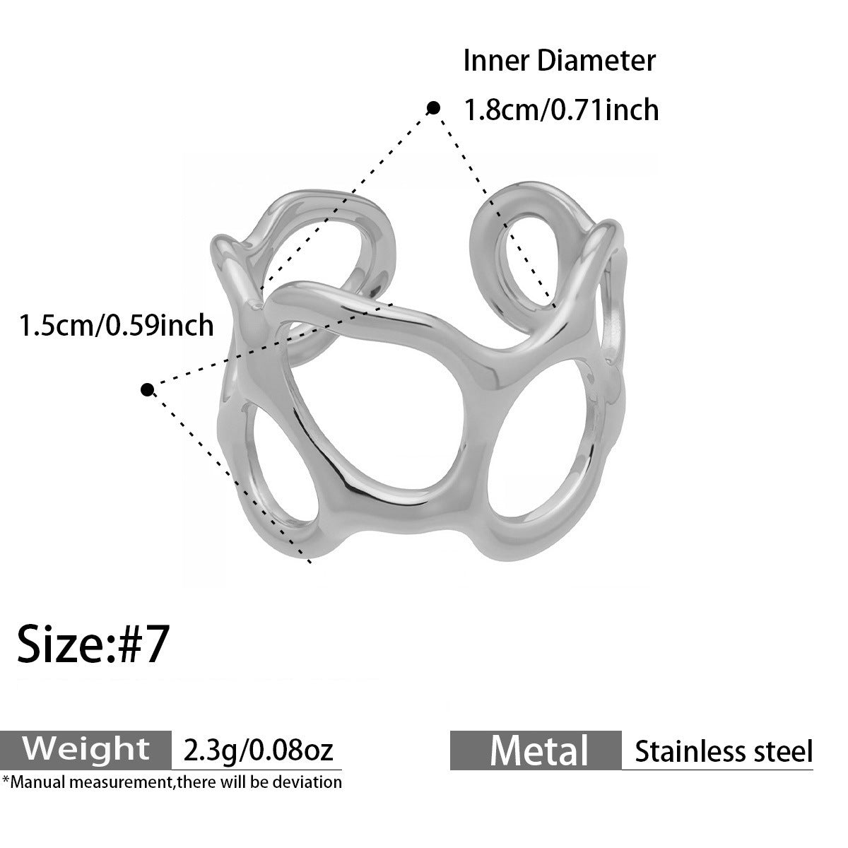 Openwork Geometric Rings — dimensions and size reference 08