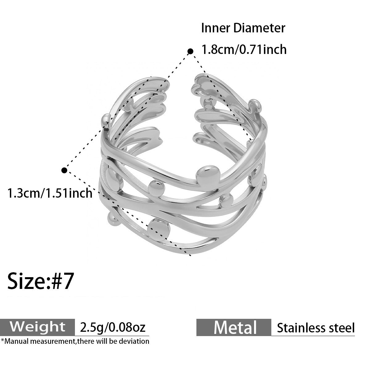 Openwork Geometric Rings — dimensions and size reference 10