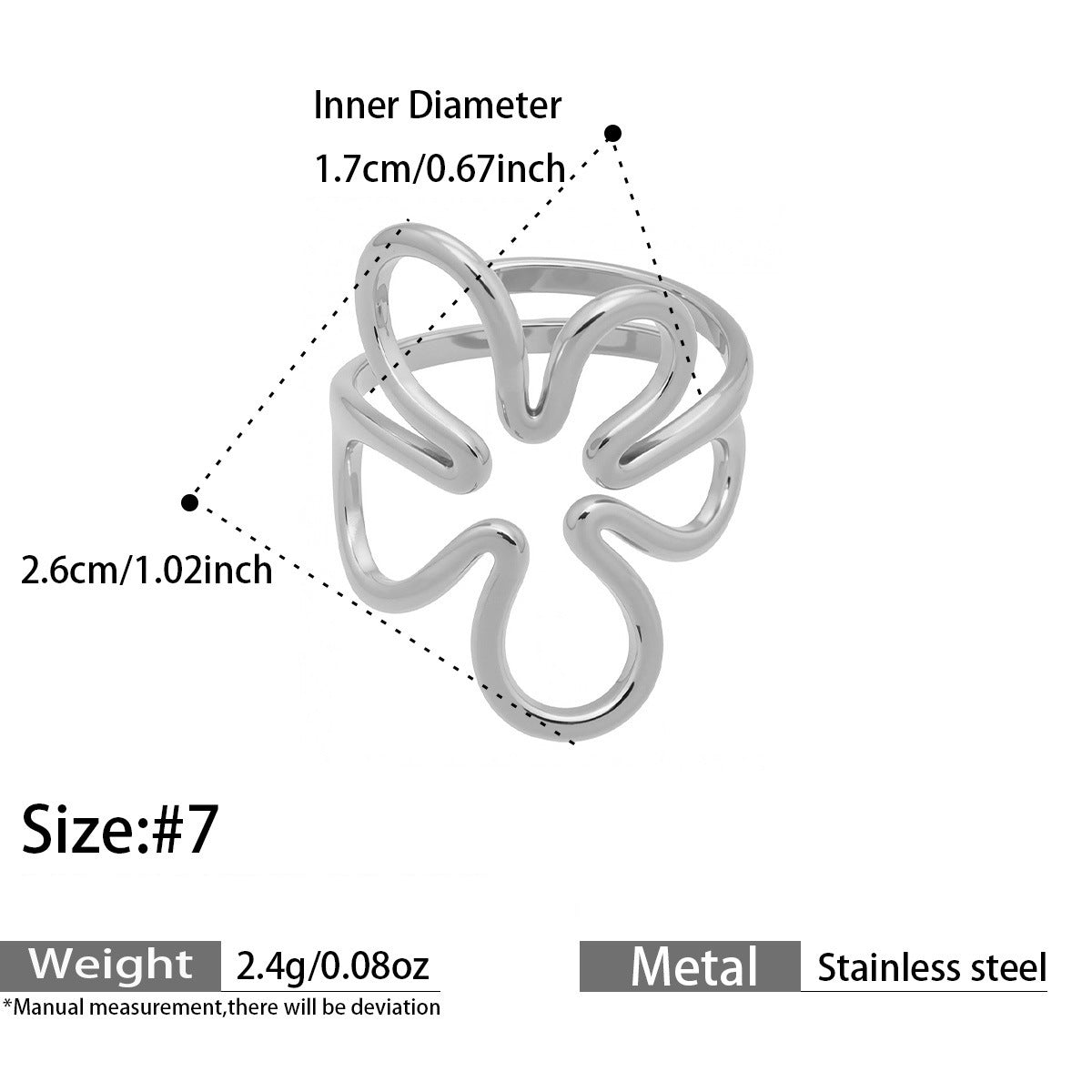 Openwork Geometric Rings — dimensions and size reference 12