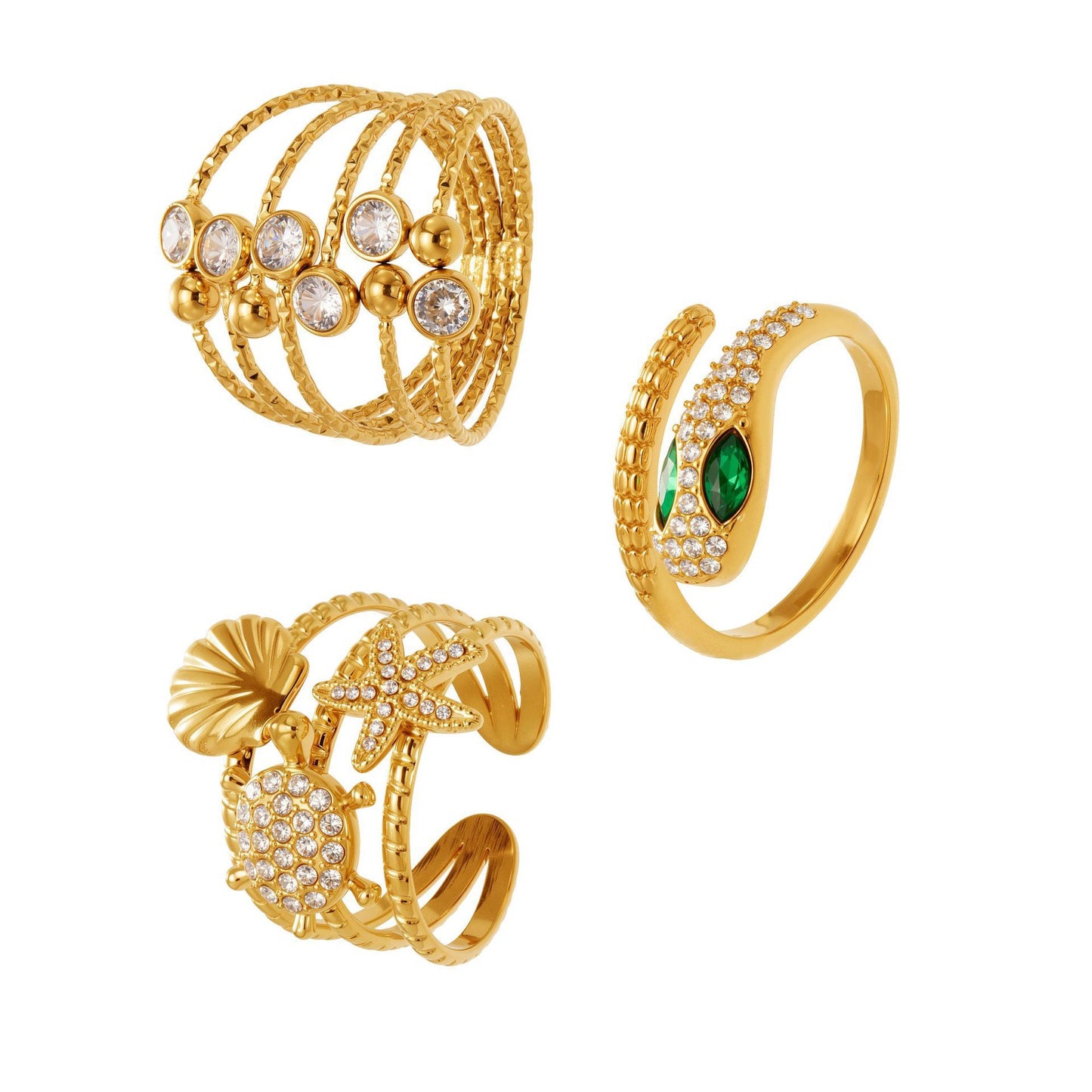 Ocean Motif Zircon Ring — design overview 05