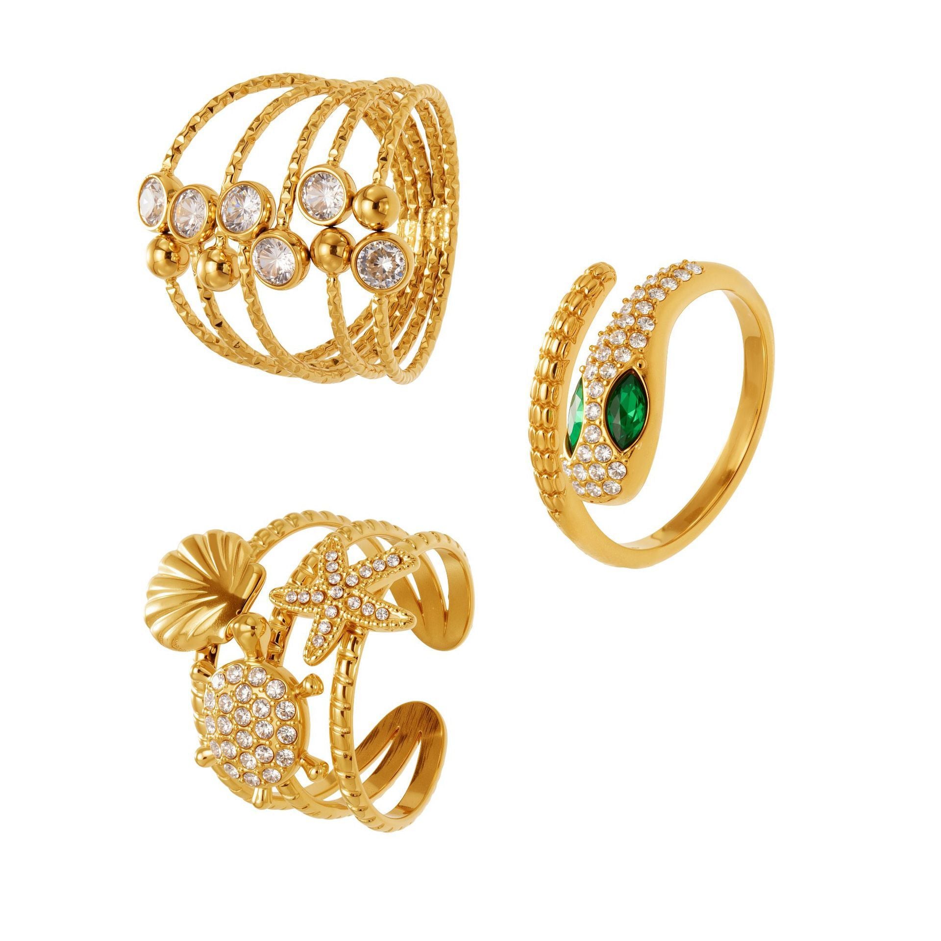 Ocean Motif Zircon Ring — design overview 05
