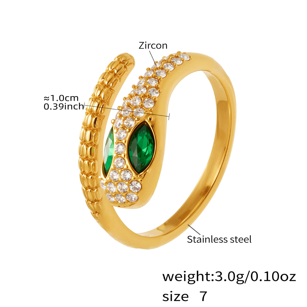 Ocean Motif Zircon Ring — dimensions and size reference 06