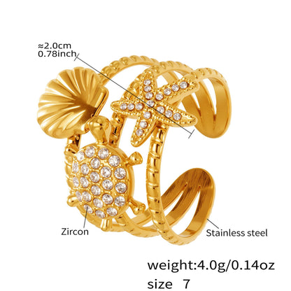 Ocean Motif Zircon Ring — dimensions and size reference 08