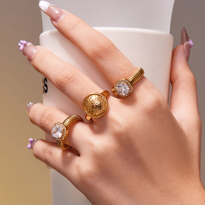 Rounded Zircon Open Rings — styled view 03