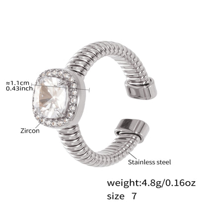Rounded Zircon Open Rings — dimensions and size reference 07
