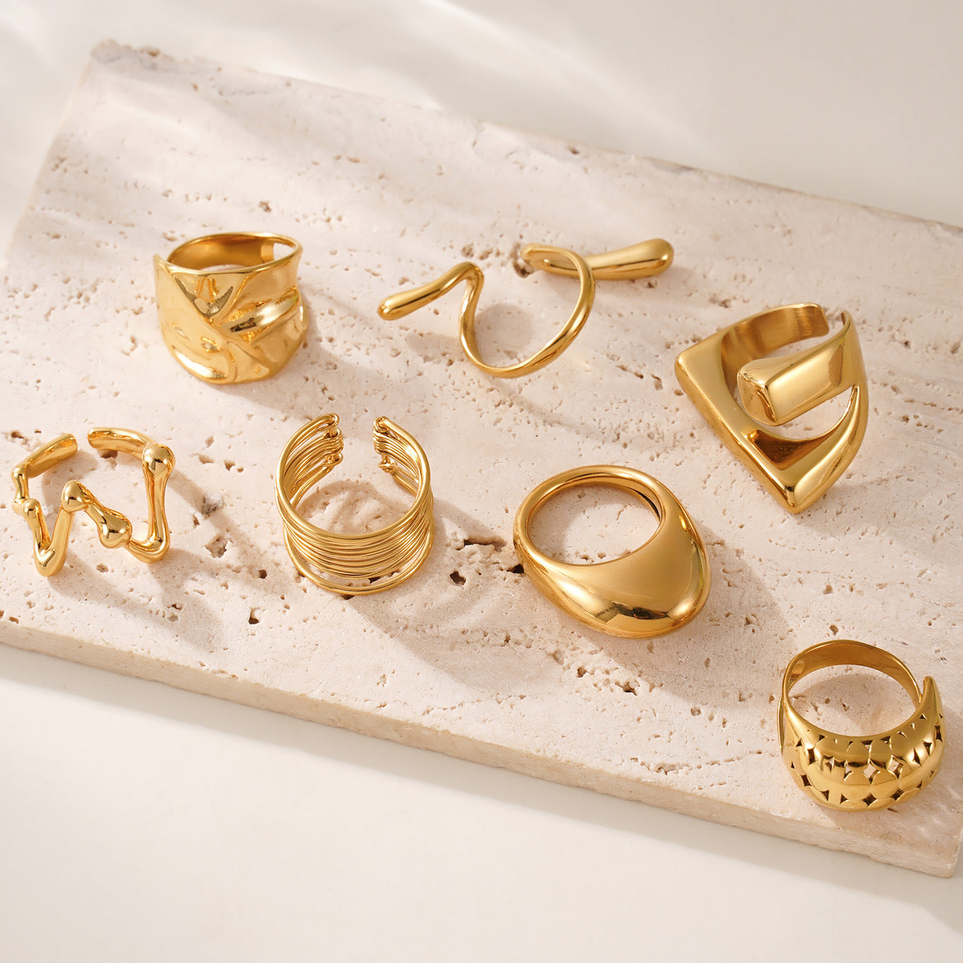 Assorted Sculptural Open Rings — styled view 03