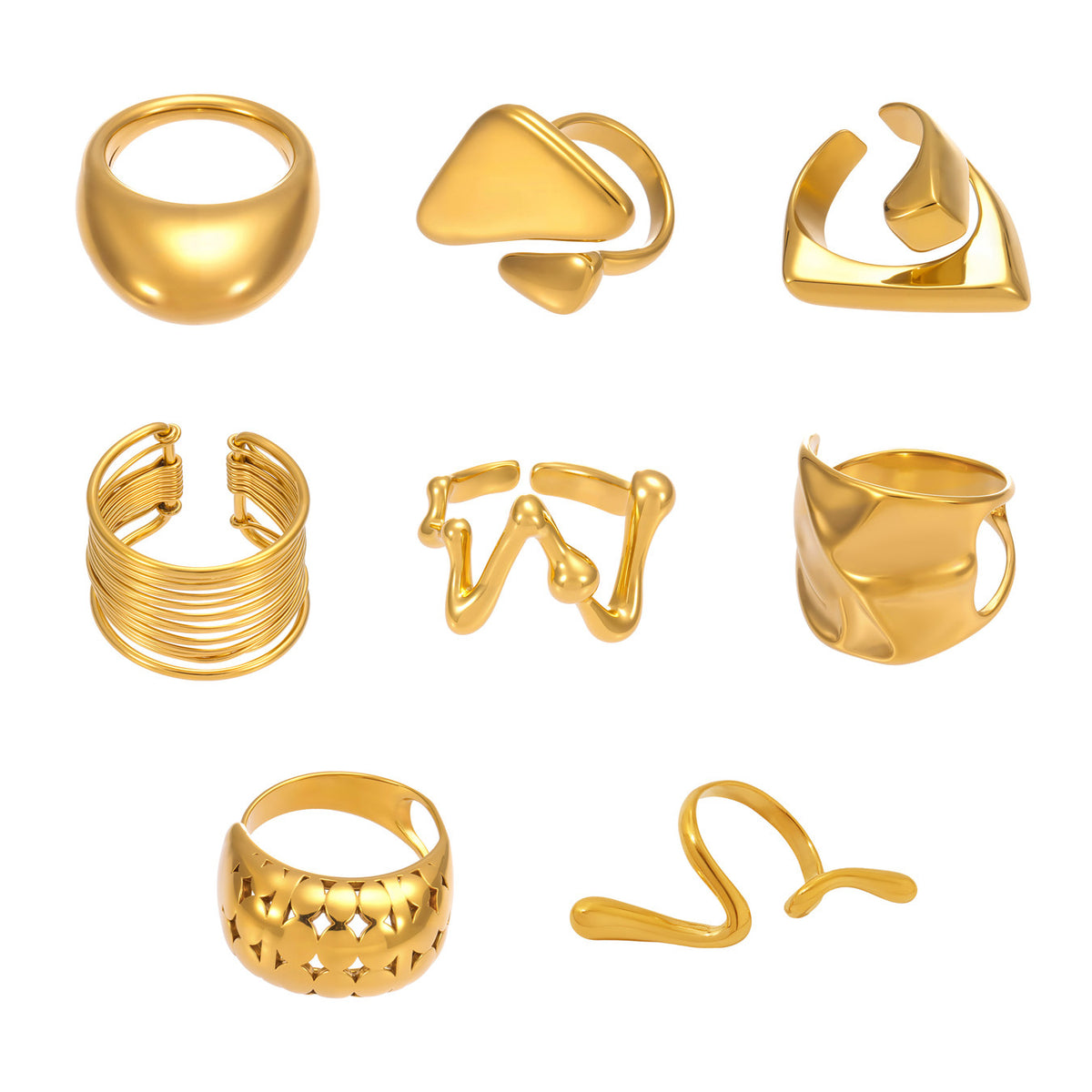 Assorted Sculptural Open Rings — design overview 05