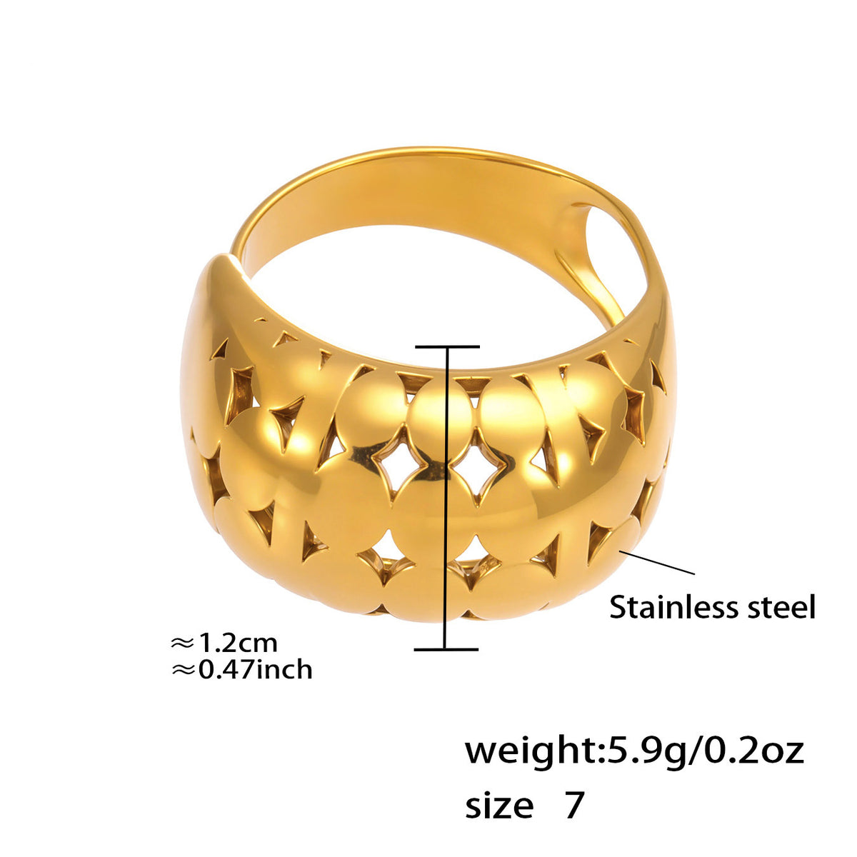 Assorted Sculptural Open Rings — dimensions and size reference 11