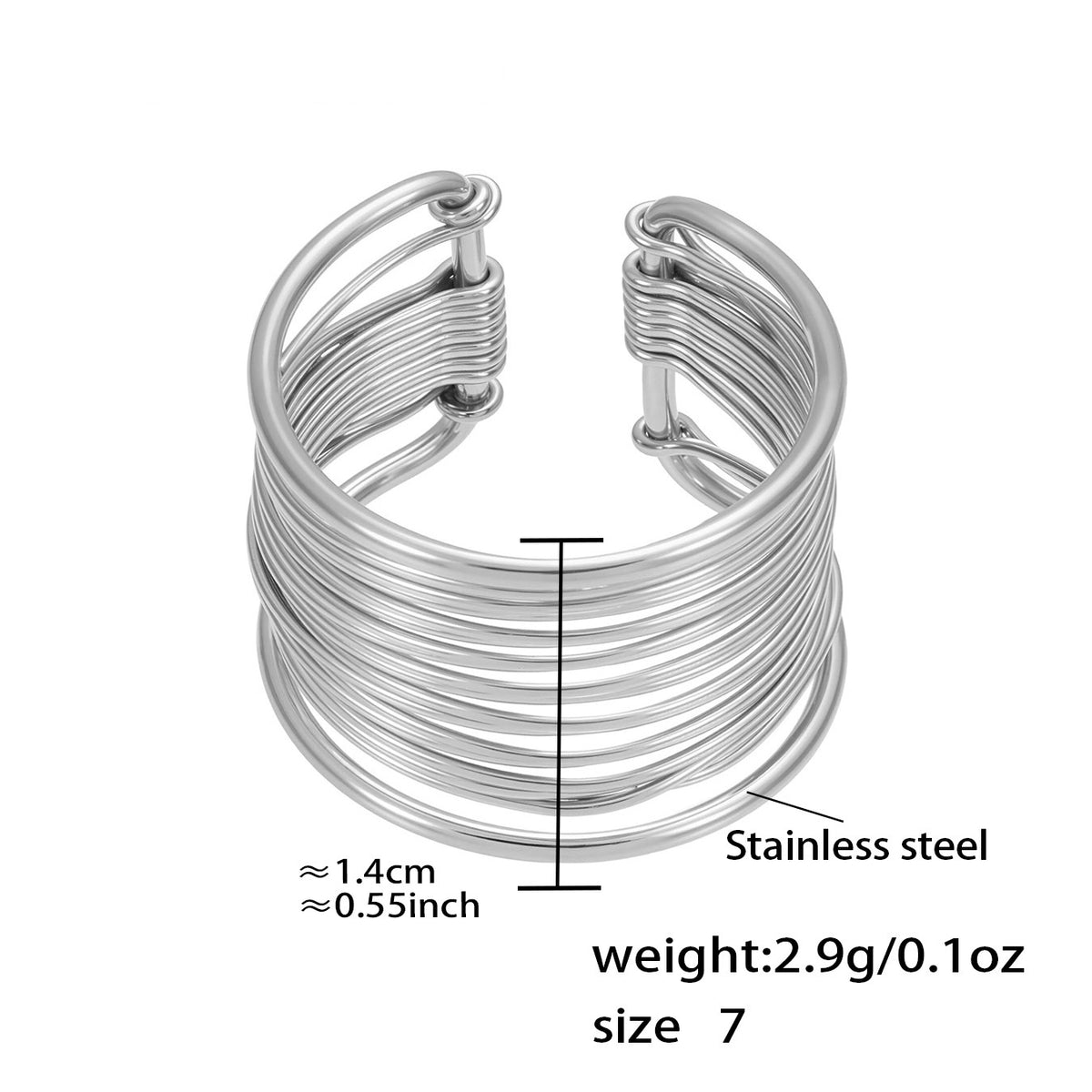Assorted Sculptural Open Rings — dimensions and size reference 14