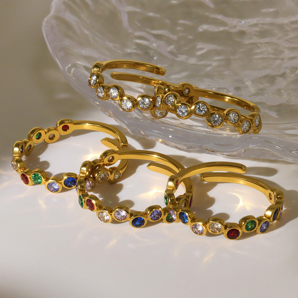 Multicolor Zircon Open Rings — styled view 03