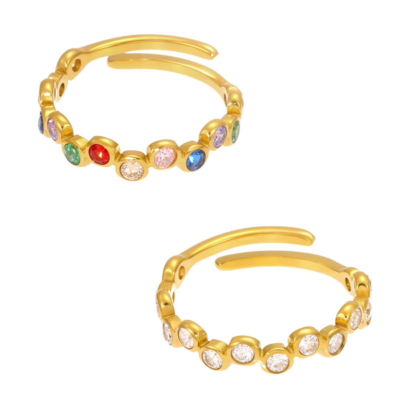 Multicolor Zircon Open Rings — design overview 05