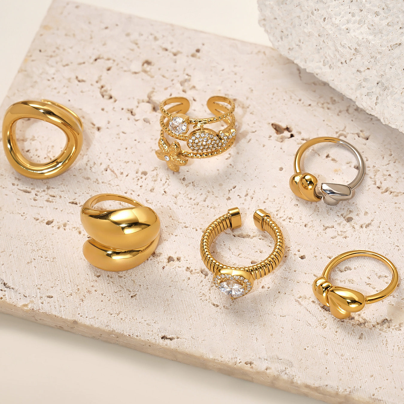 Assorted Heart and Smooth Rings — styled view 02