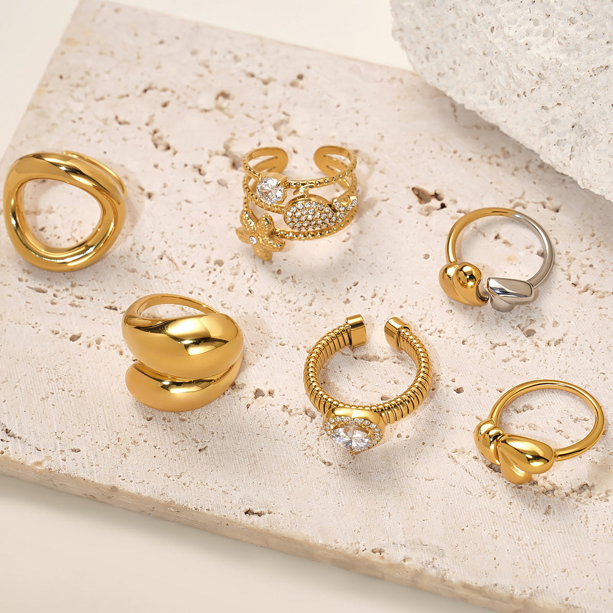 Assorted Heart and Smooth Rings — styled view 02