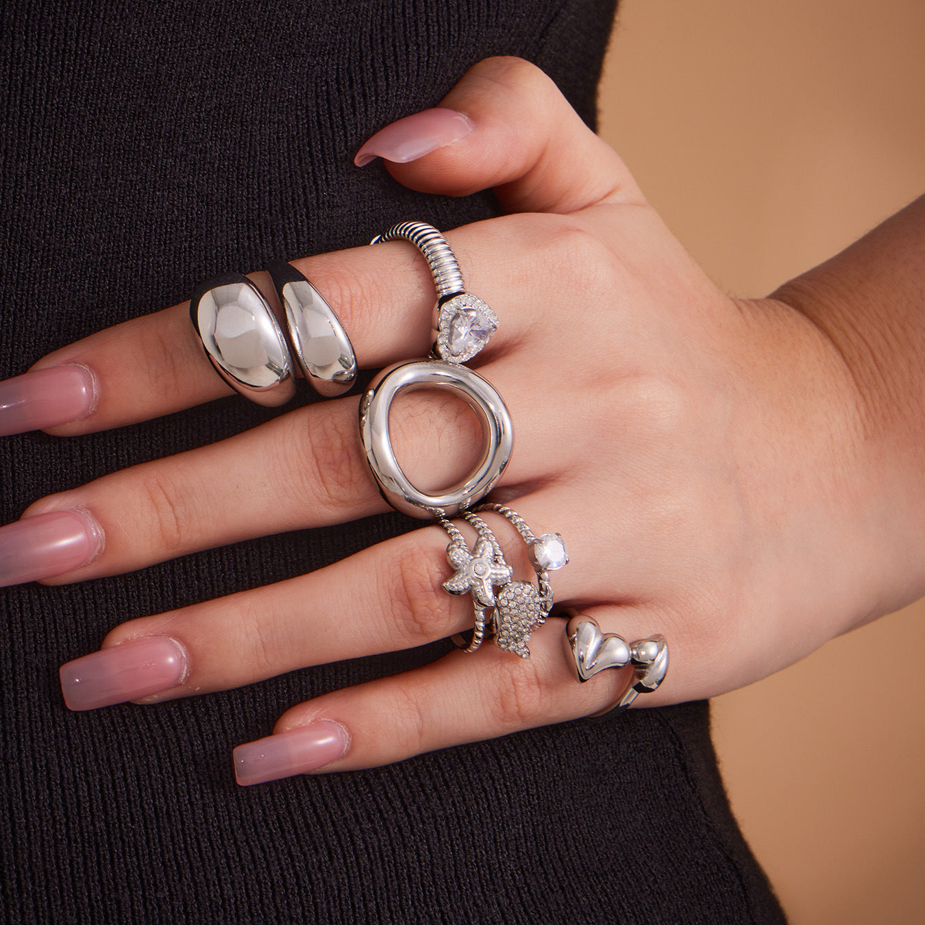 Assorted Heart and Smooth Rings — flat lay 04
