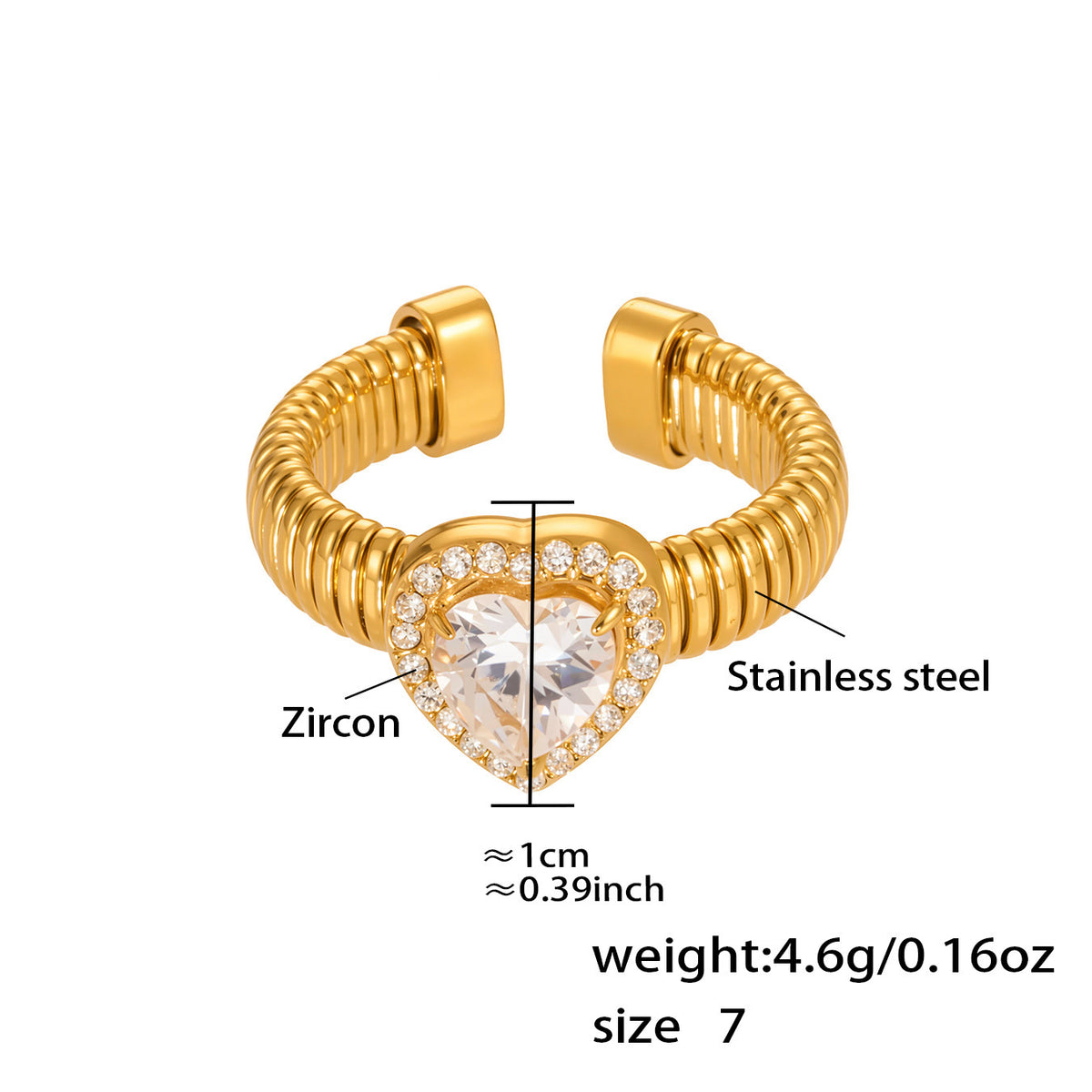 Assorted Heart and Smooth Rings — dimensions and size reference 06