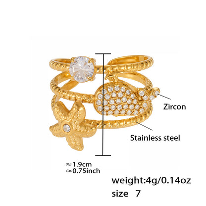 Assorted Heart and Smooth Rings — dimensions and size reference 10