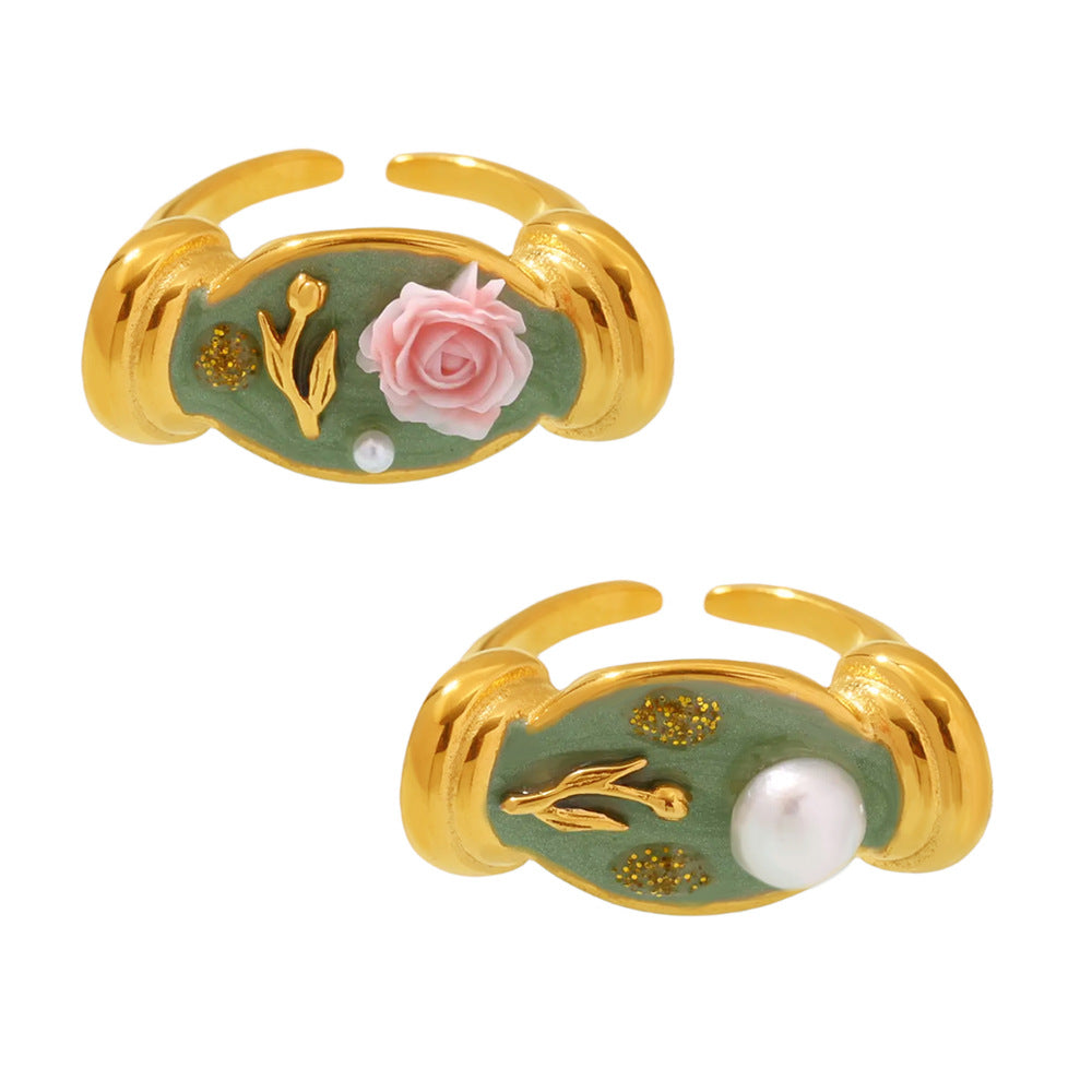 Enamel Flower Pearl Ring — design overview 05