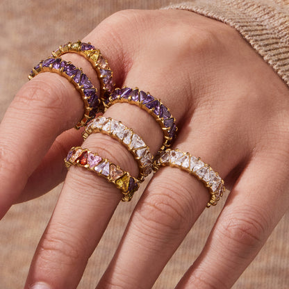 Triangle Zircon Eternity Rings — styled view 02