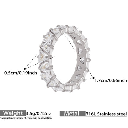 Triangle Zircon Eternity Rings — dimensions and size reference 10