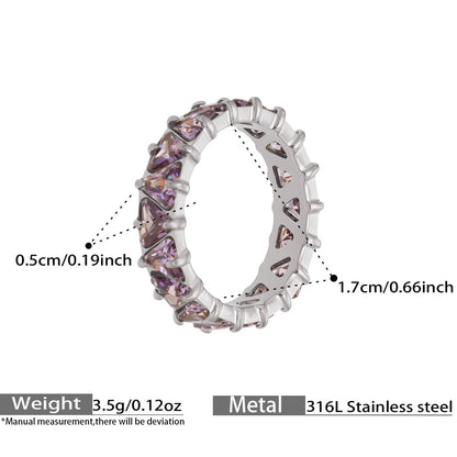 Triangle Zircon Eternity Rings — dimensions and size reference 11