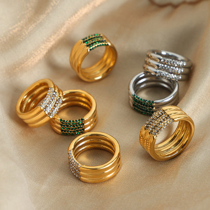 Multiband Czech Stone Rings — styled view 02