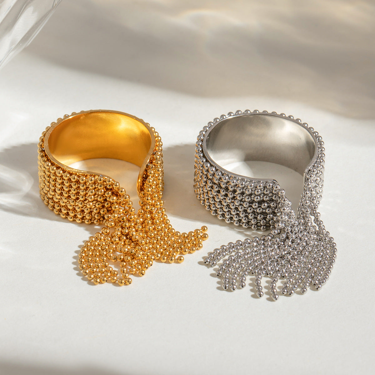 Chain Fringe Open Ring — styled view 02