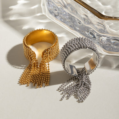 Chain Fringe Open Ring — styled view 03