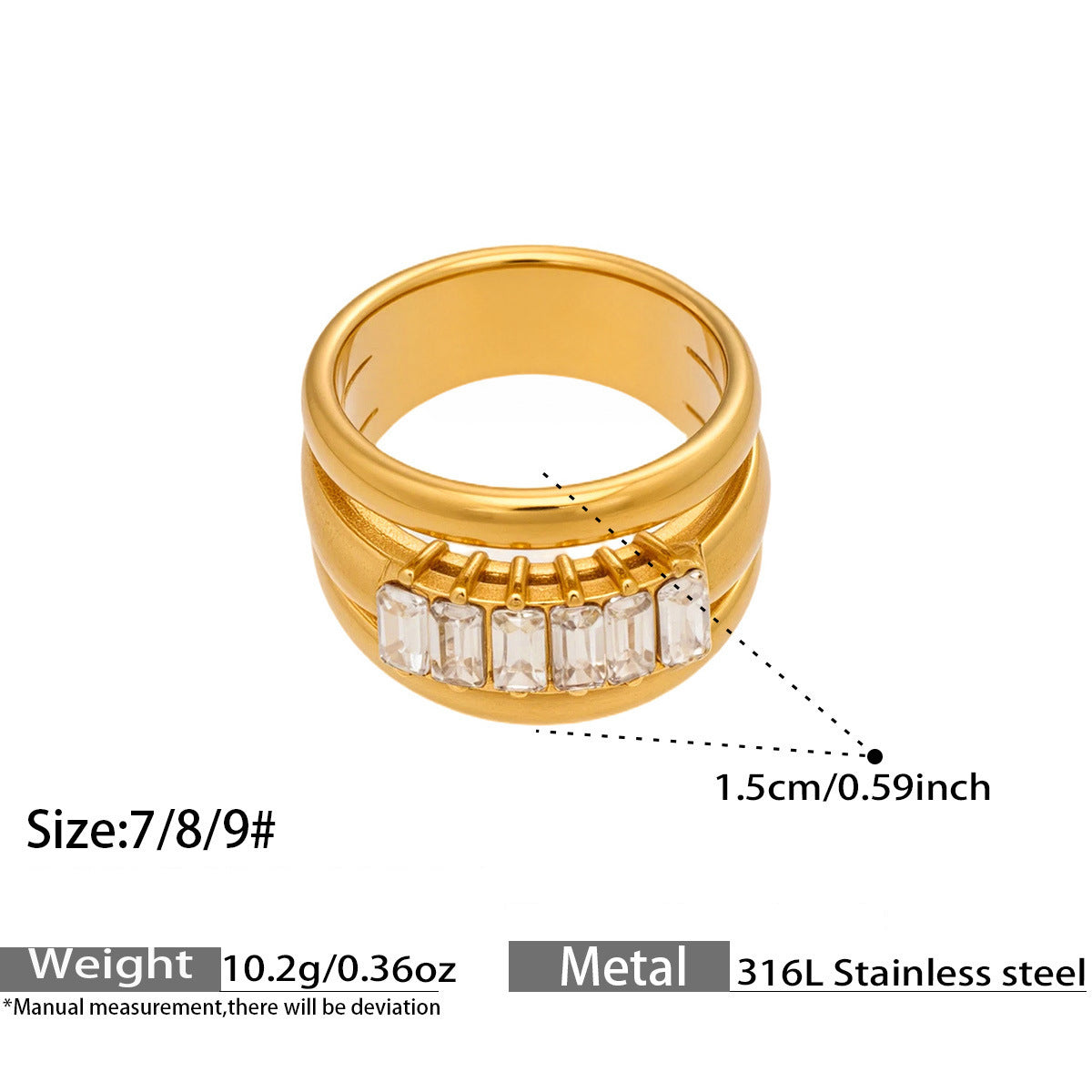 Rectangular Stone Statement Rings — dimensions and size reference 06