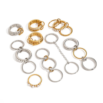 Assorted Stacking Pearl and Zircon Rings — design overview 05