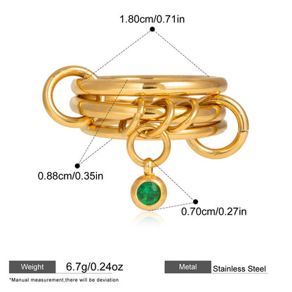 Assorted Stacking Pearl and Zircon Rings — dimensions and size reference 09