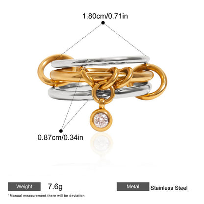 Assorted Stacking Pearl and Zircon Rings — dimensions and size reference 11