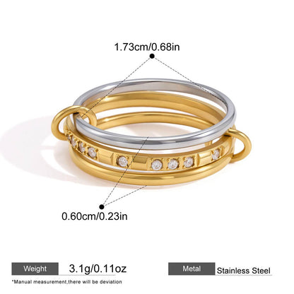 Assorted Stacking Pearl and Zircon Rings — dimensions and size reference 15