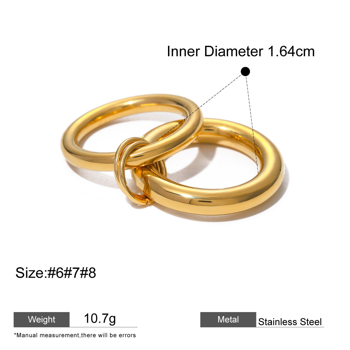 Assorted Stacking Pearl and Zircon Rings — dimensions and size reference 16