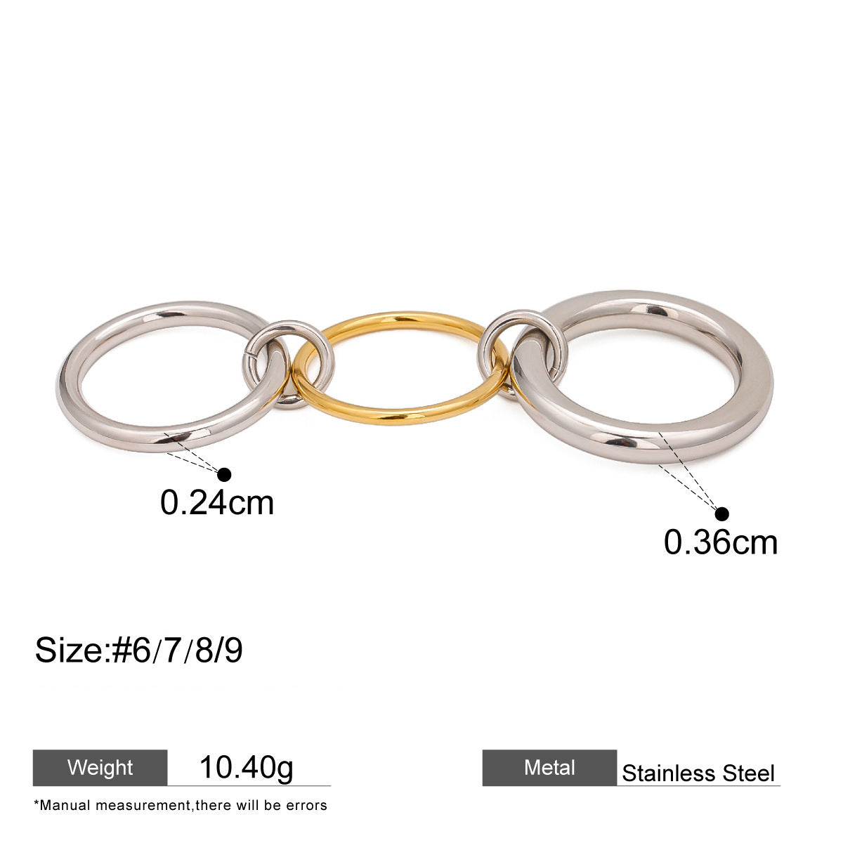 Assorted Stacking Pearl and Zircon Rings — dimensions and size reference 22