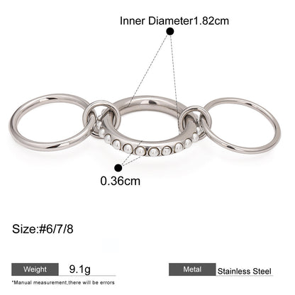 Assorted Stacking Pearl and Zircon Rings — dimensions and size reference 24
