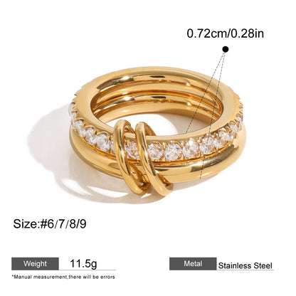 Assorted Stacking Pearl and Zircon Rings — dimensions and size reference 27