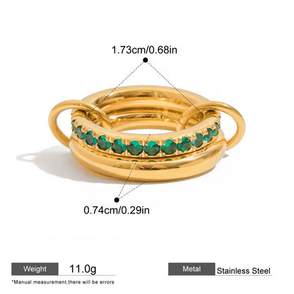 Assorted Stacking Pearl and Zircon Rings — dimensions and size reference 30
