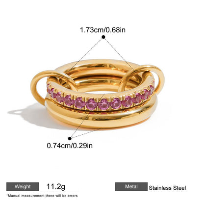 Assorted Stacking Pearl and Zircon Rings — dimensions and size reference 31