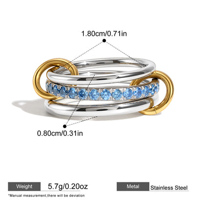 Assorted Stacking Pearl and Zircon Rings — dimensions and size reference 32
