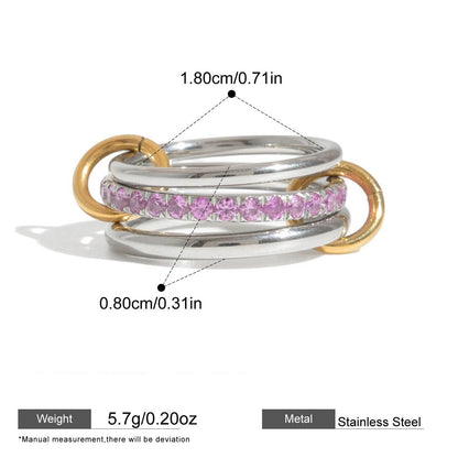 Assorted Stacking Pearl and Zircon Rings — dimensions and size reference 33
